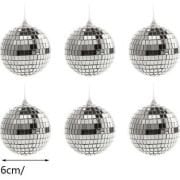 Asetat Kutulu Disko Topu Gümüş 4 cm 6'lı 2222-2