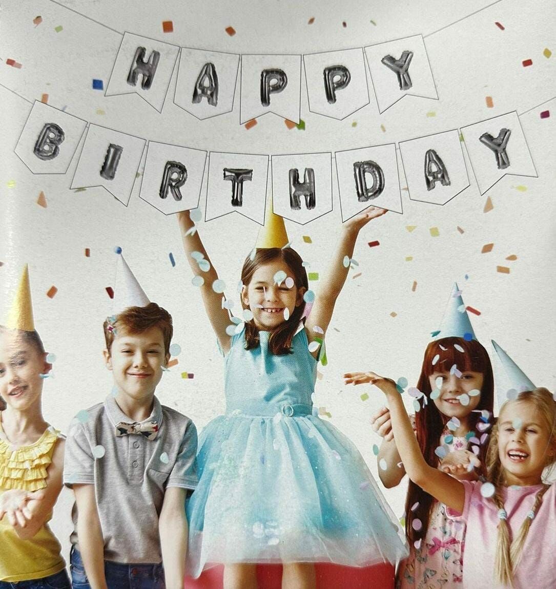 NEW ZARFLI BANNER HAPPY BİRTDAY BEYAZ GÜMÜŞ