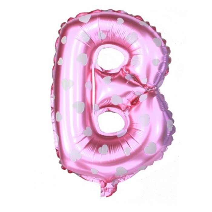 B Harf Pembe Kalpli Folyo Balon 16 inç