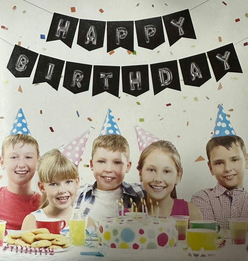 NEW ZARFLI BANNER HAPPY BİRTDAY SİYAH GÜMÜŞ