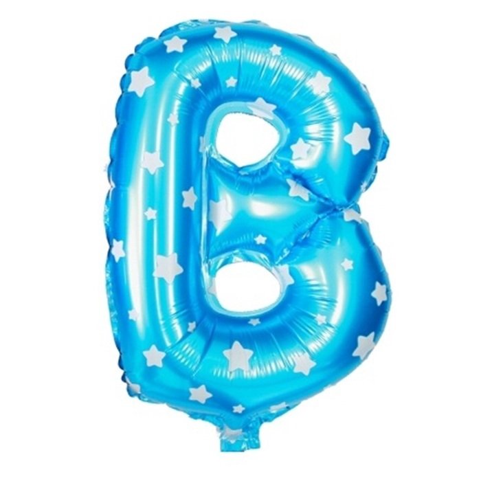 B Harf Mavi Yıldız Folyo Balon 16 inç