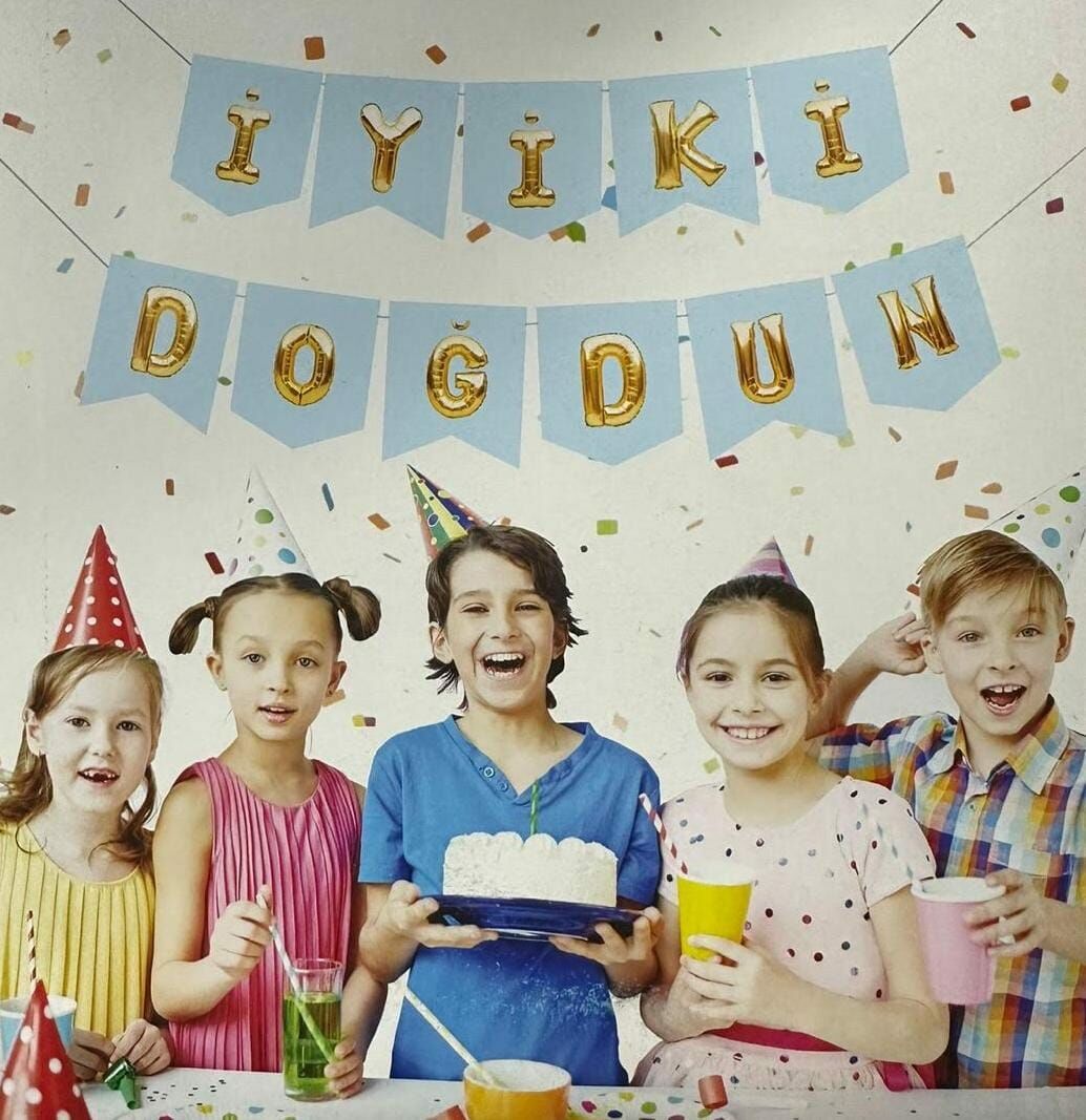 NEW ZARFLI BANNER İYİ Kİ DOĞDUN MAVİ GOLD