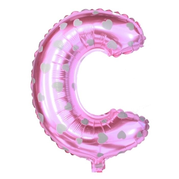 C Harf Pembe Kalpli Folyo Balon 16 inç