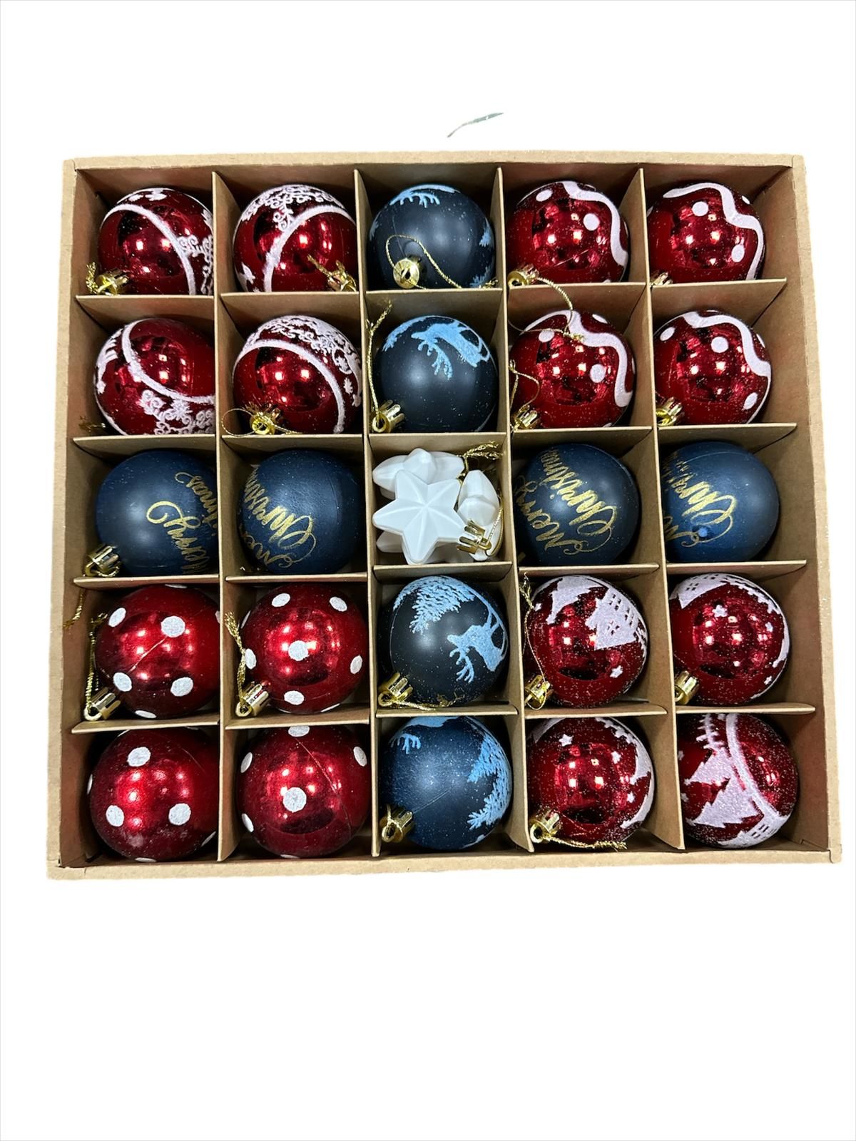 Yılbaşı Top Süs Asetat Kutulu Karışık 37 Parça 6 Cm 5058