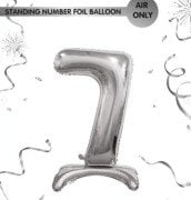 Ayaklı Gümüş Renkli 7 Rakam Folyo Balon