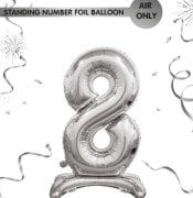 Ayaklı Gümüş Renkli 8 Rakam Folyo Balon
