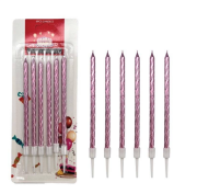 14 cm Spiral Mum Pembe 6'lı