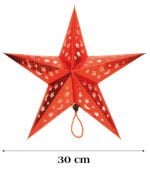 Tavan Süsü Karton Yıldız 3D Helogramlı 30 Cm Kırmızı