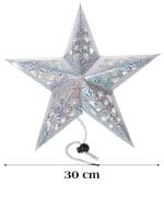 Tavan Süsü Karton Yıldız 3D Helogramlı 30 Cm Gümüş