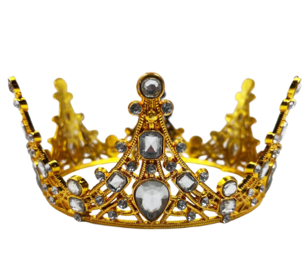 Pasta Tacı Plastik Taşlı Tam Tur 12 Cm Altın