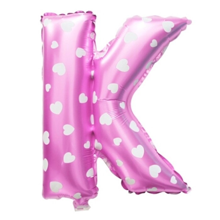 K Harf Pembe Kalpli Folyo Balon 16 inç