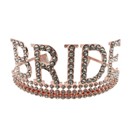 Taç Metal Taşlı Bride Lüks Rose Gold