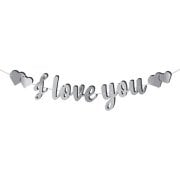 Kaligrafi Banner Gümüş I love you