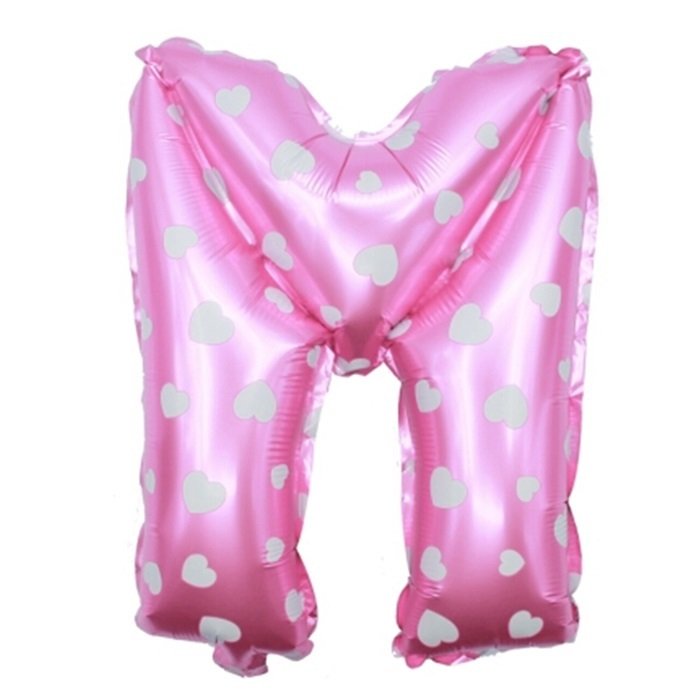 M Harf Pembe Kalpli Folyo Balon 16 inç