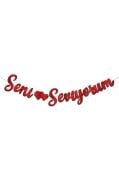 Kaligrafi Banner kırmızı Seni seviyorum