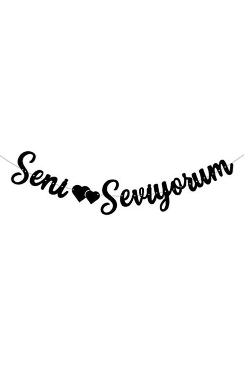 Kaligrafi Banner Siyah Seni Seviyorum