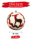 Yılbaşı Top Süs 8 cm Ekose Geyik Baskılı 3 Parça 4730