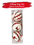 Yılbaşı Top Süs 8 cm Ekose Geyik Baskılı 3 Parça 4730