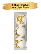YILBAŞI TOP SÜS 8 CM 3 PARÇA ALTIN GEYİK FİGÜRLÜ