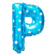 P Harf Mavi Yıldız Folyo Balon 16 inç