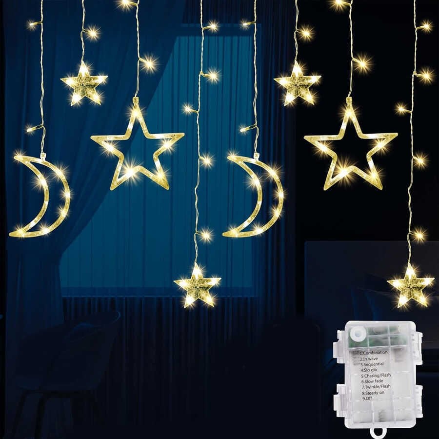 Ramazan Temalı Pilli Perde Led Gün Işığı