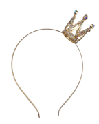 Taç Metal Taşlı Mini Taçlı Gold