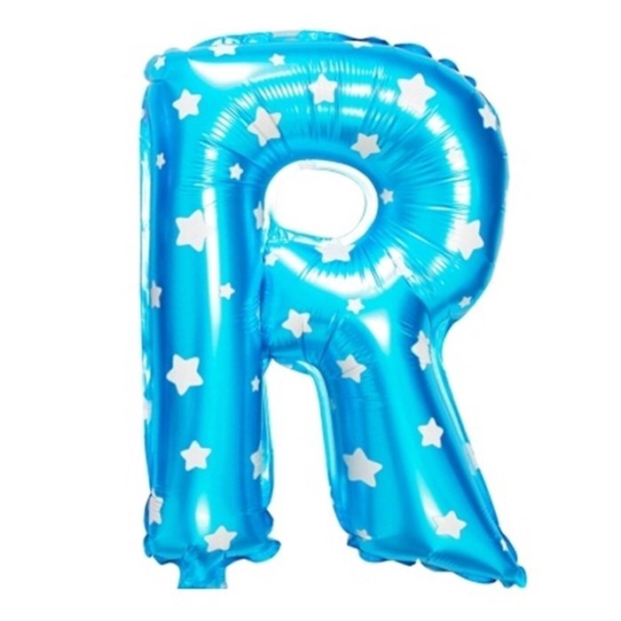 R Harf Mavi Yıldız Folyo Balon 16 inç