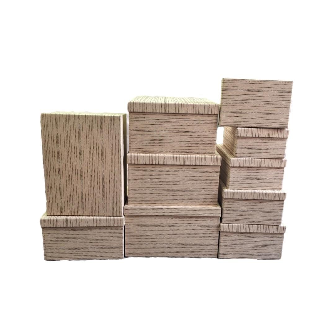 Açık Kahverengi Noktalı Çizgili Dikdörtgen 10'lu Kutu DKKT-061