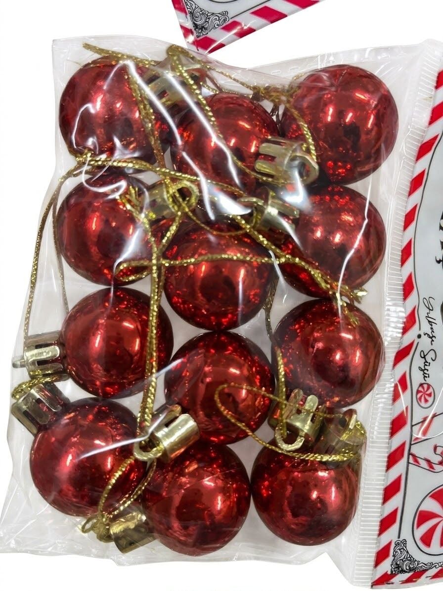 Yılbaşı Topu 3cm 12'li Kirmizi 2849