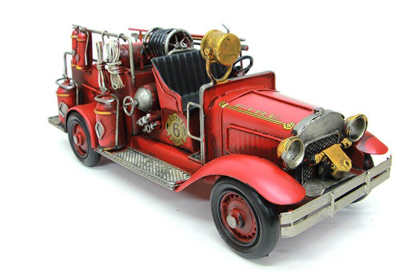Dekoratif Metal İtfaiye Arabası Gold Detaylı  32*13 cm