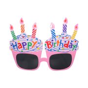 Gözlük Happy Birthday Parti Mumlu Model Pembe