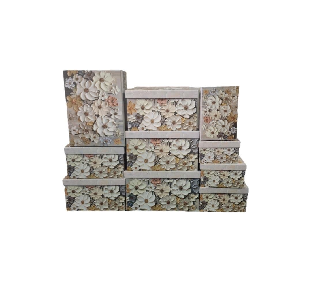 Çiçek Desenli Dikdörtgen 10'lu Kutu  DKKT-07