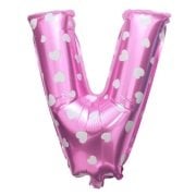 V Harf Pembe Kalpli Folyo Balon 16 inç
