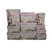 Pembe Çiçek Desenli Dikdörtgen 10'lu Kutu DKKT-08