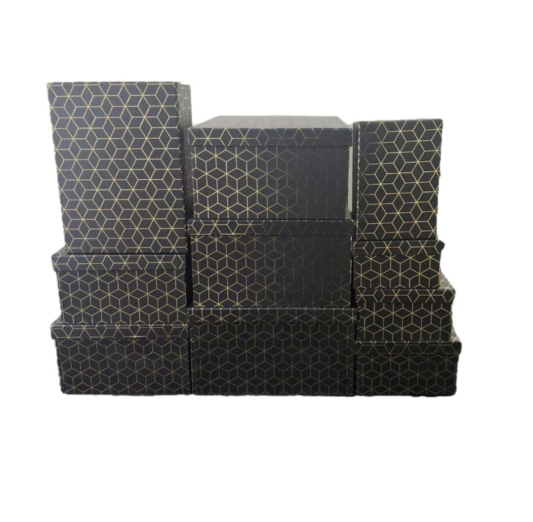 Gold Altıgen Desenli Siyah Dikdörtgen 10'lu Kutu DKKT-10