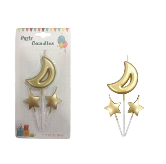 Mum Ay Yıldız Set 3 Parça Gold