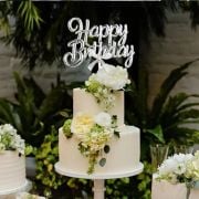 Gümüş Happy Birthday Pasta Üzeri Çubuklu Süsü
