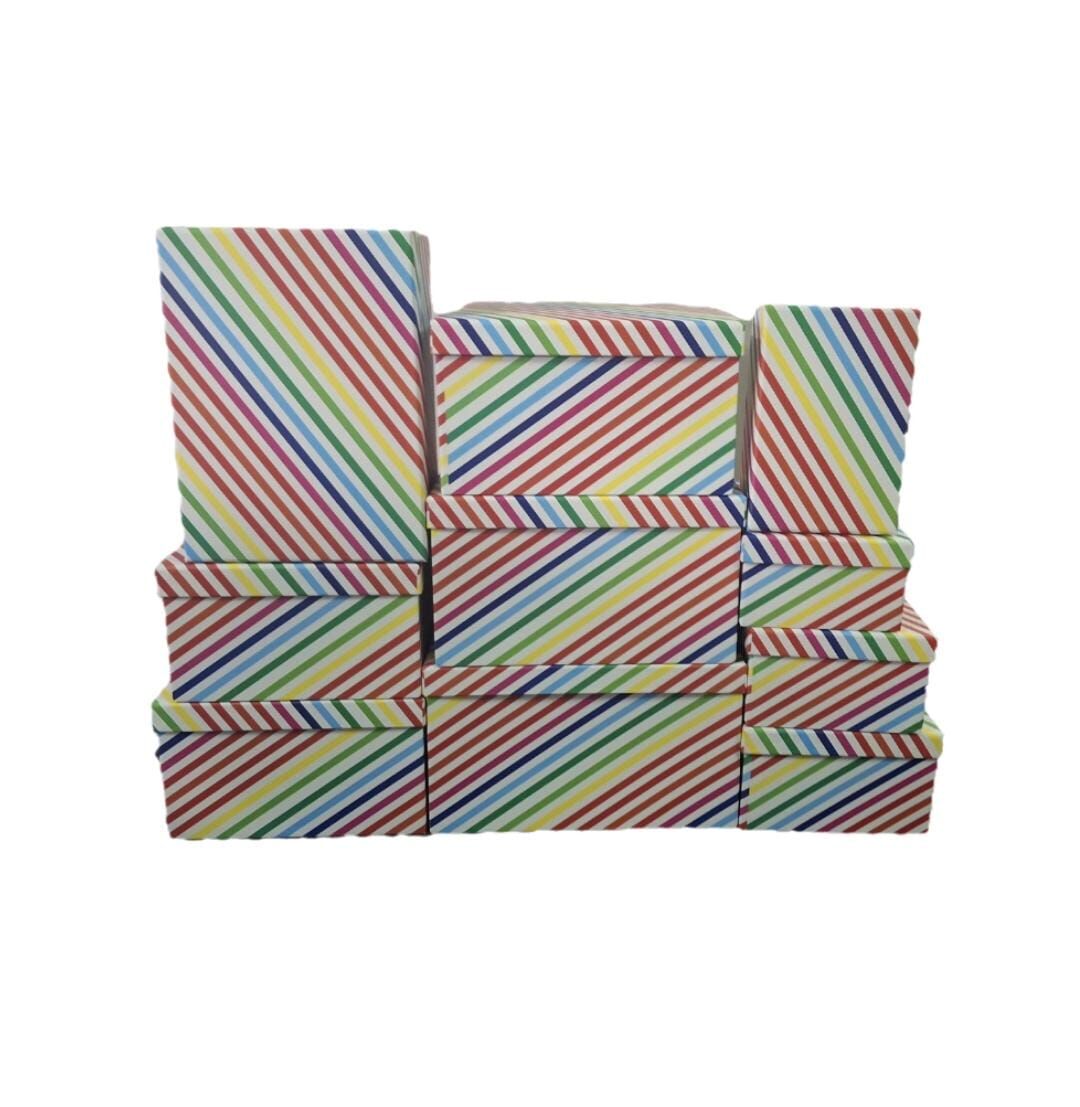 Renkli Çizgili Didörtgen 10'lu Kutu DKKT-24