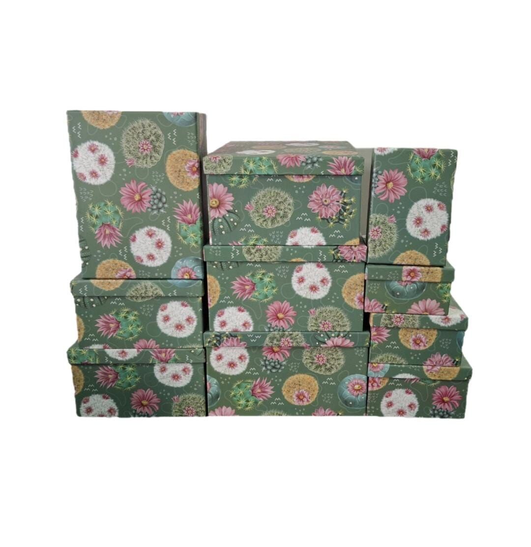 Kaktüs Desenli Didörtgen 10'lu Kutu DKKT-27