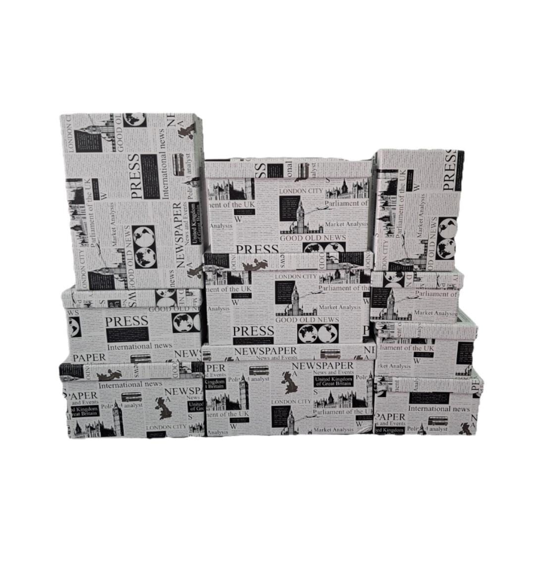 Gazete Desenli Didörtgen 10'lu Kutu DKKT-29