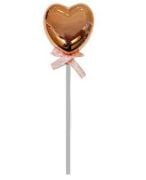 Krom Rose Gold Renk Kalp Pasta Üstü Çubuklu Lüks