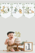 Kağıt Banner One Flama Safari Temalı Baby Animal