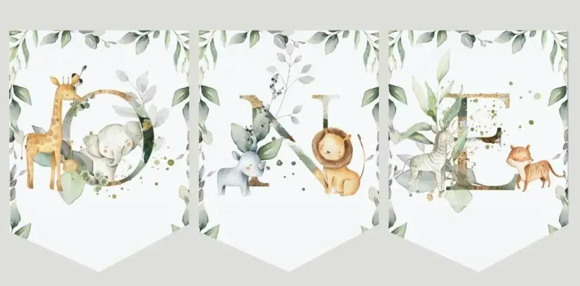 Kağıt Banner One Flama Safari Temalı Baby Animal