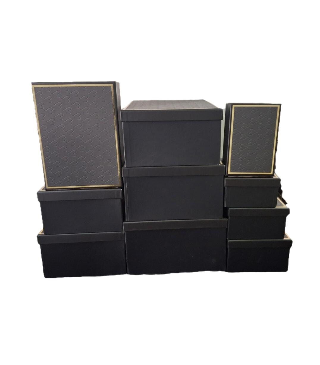 Siyah Gold Detaylı Kalp Baskılı Dikdörtgen 10'lu Kutu DKKT-34