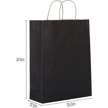 25*12*31 Büküm Saplı Siyah 25'li Çanta