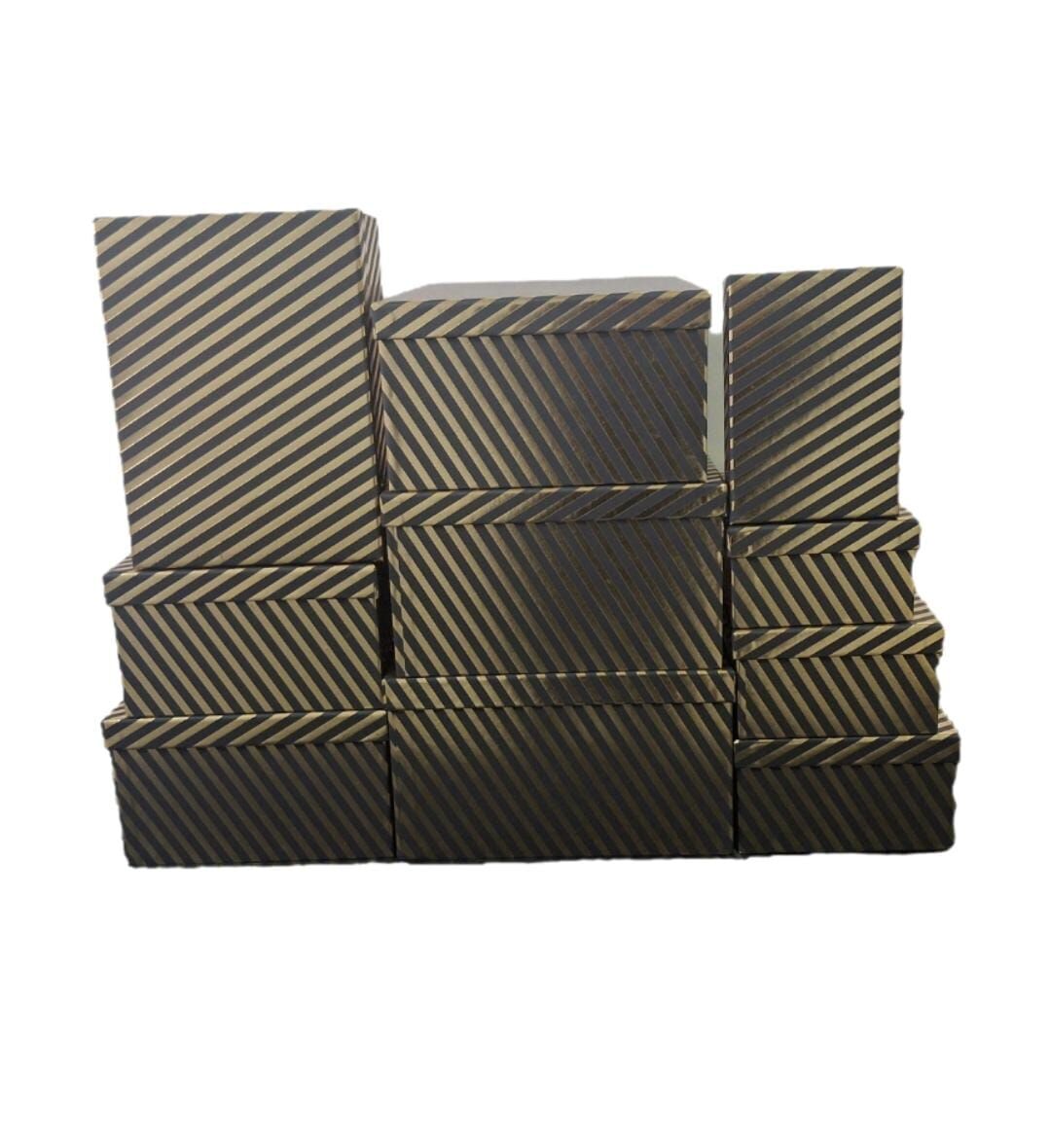 Siyah Gold Çizgili Dikdörtgen 10'lu Kutu DKKT-39