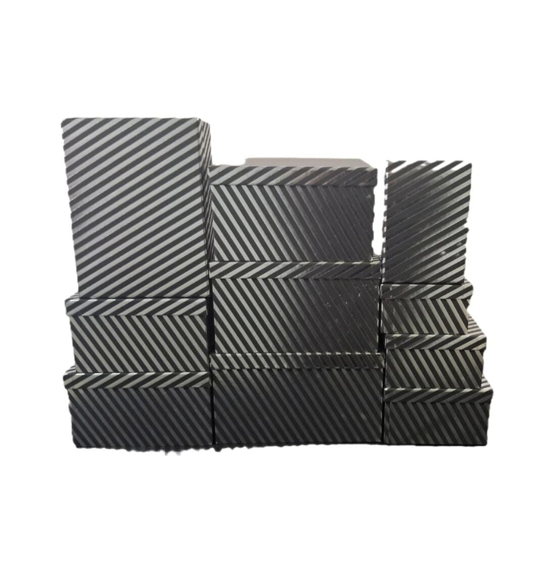 Siyah Gümüş Çizgili Dikdörtgen 10'lu Kutu DKKT-40