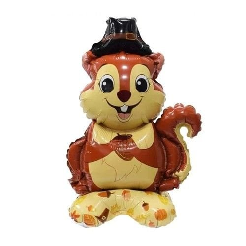 Ayaklı Şapkalı Sincap Folyo Balon 63,5-39 cm 5445