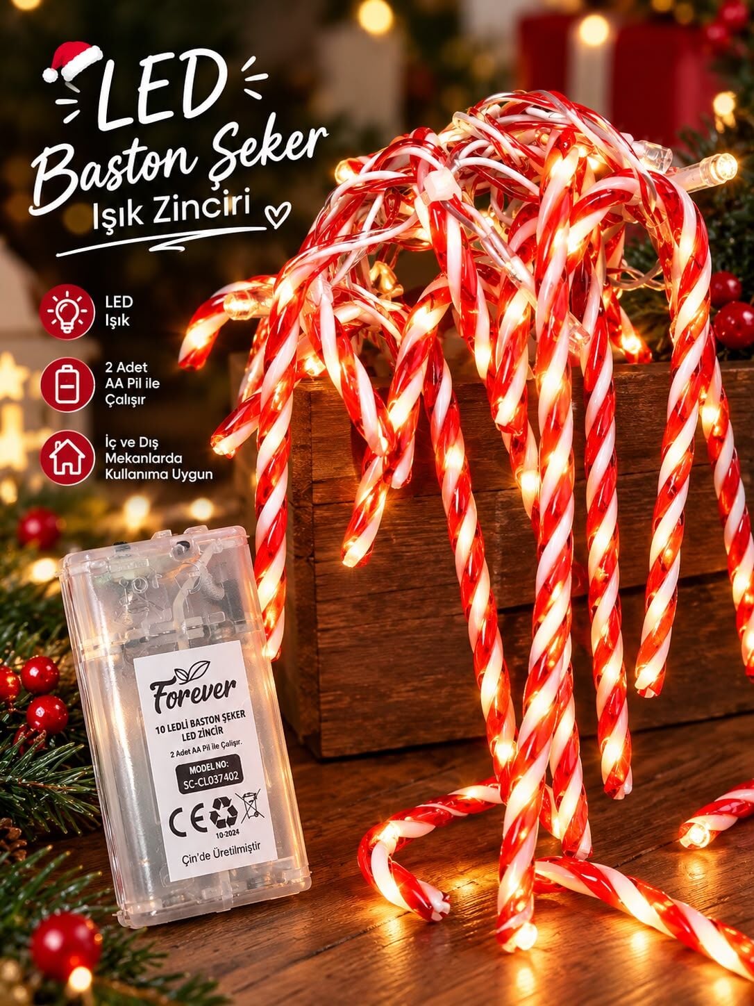 Baston şeker Led Zincir 170cm 10 Ledli GK62918
