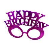 Happy Brithday Fuşya Camsız Gözlük Parti